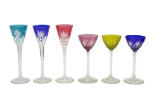 A PART SET OF ST LOUIS CRYSTAL SCHNAPPS GLASSES, EARLY CENTURY