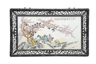 A 20TH CENTURY CHINESE FAMILLE ROAD PANEL