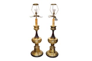 A LARGE PAIR OF 19TH CENTURY STYLE LAMPS