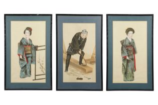 A SET OF THREE JAPANESE PAINTINGS