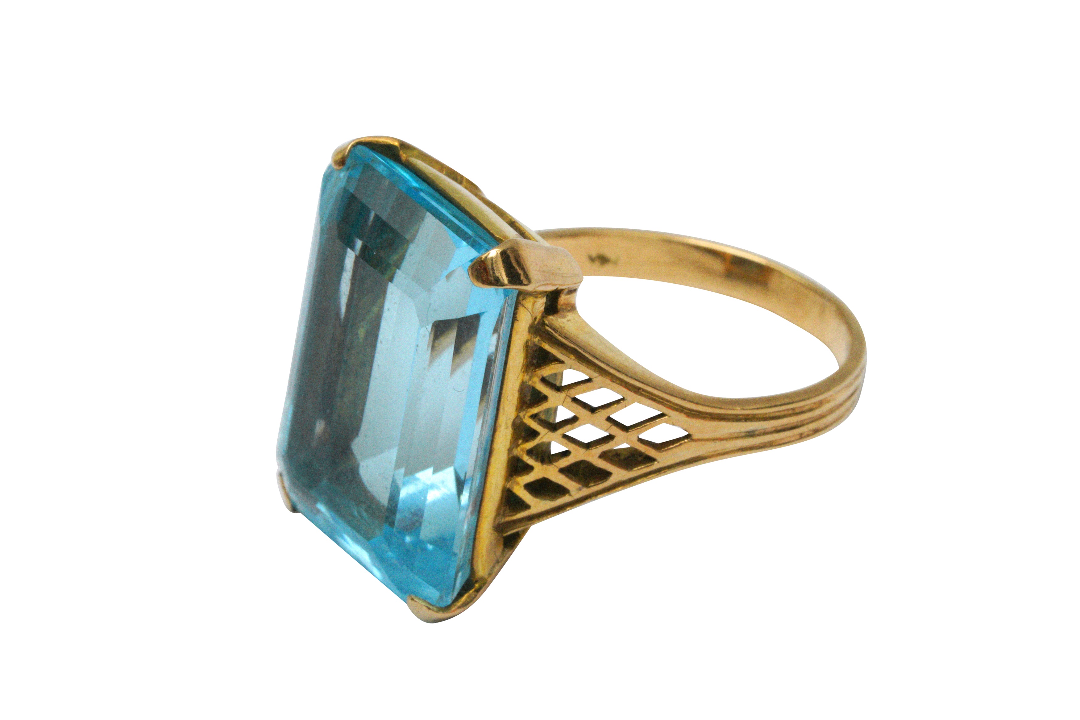 A BLUE TOPAZ DRESS RING - Image 2 of 2