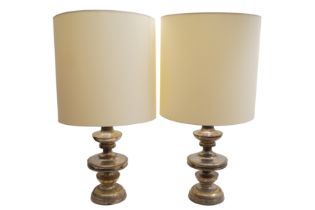 SIMON LOSCERTALES BONA, SPAIN; A PAIR OF SILVER PLATED TABLE LAMPS