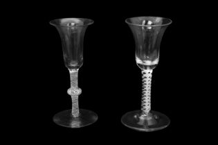 TWO 18TH CENTURY OPAQUE TWIST GLASSES