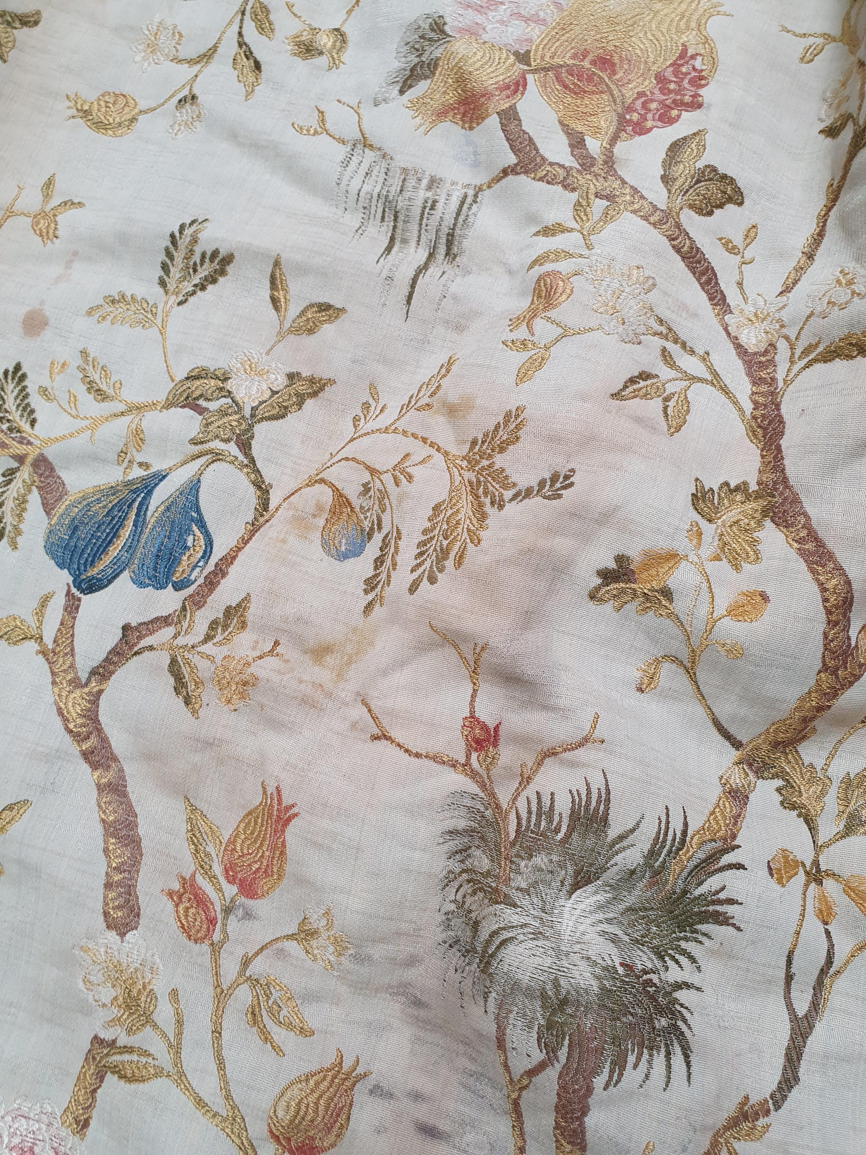 TWO SILK EMBROIDERED CURTAINS OF DIFFERING SIZES - Image 8 of 21