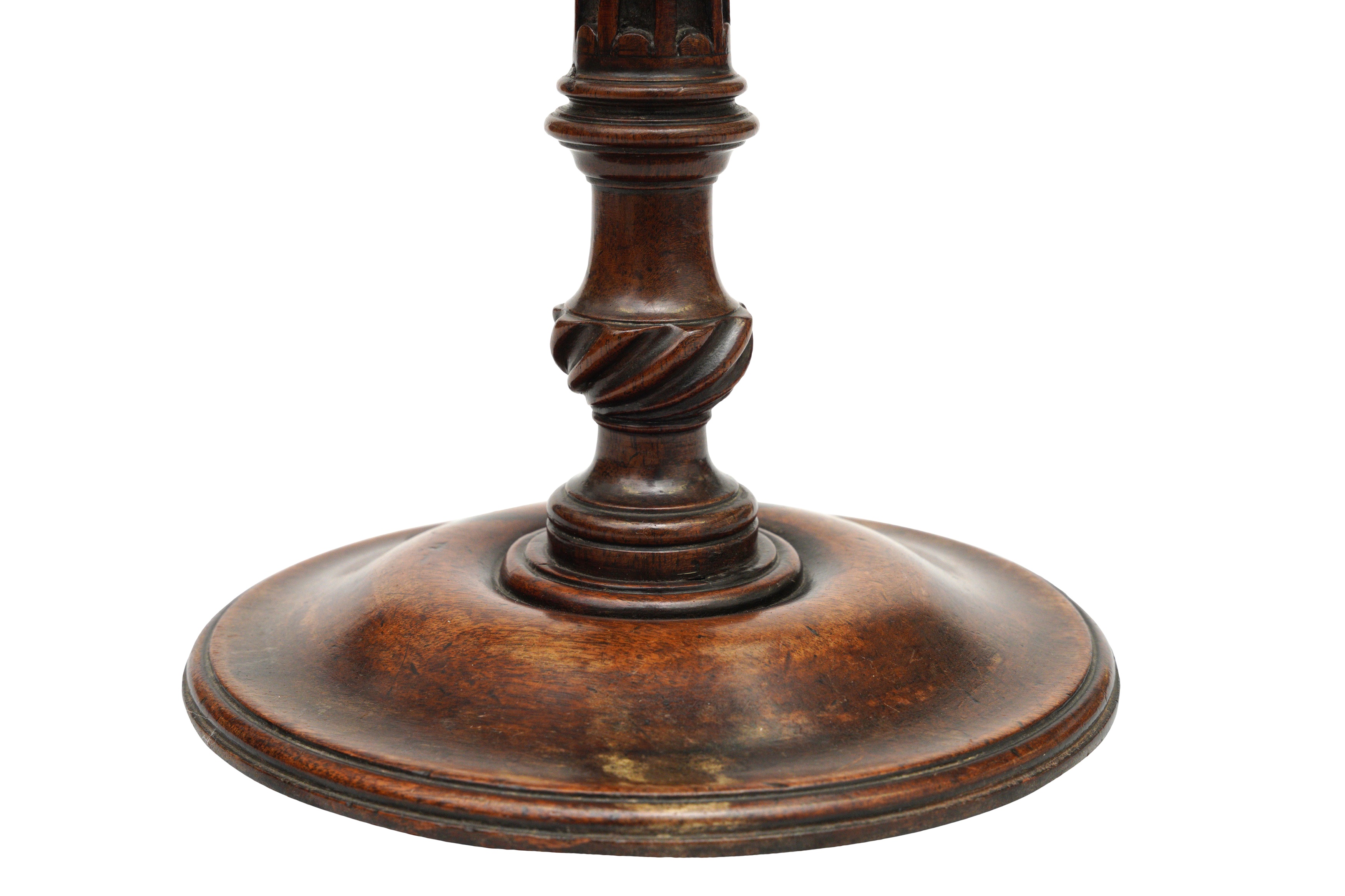 A GEORGE III MAHOGANY CANDLE STAND, A VICTORIAN WALNUT 'FACE ET NUQUE' MIRROR, CIRCA 1856 AND A GEOR - Image 9 of 10