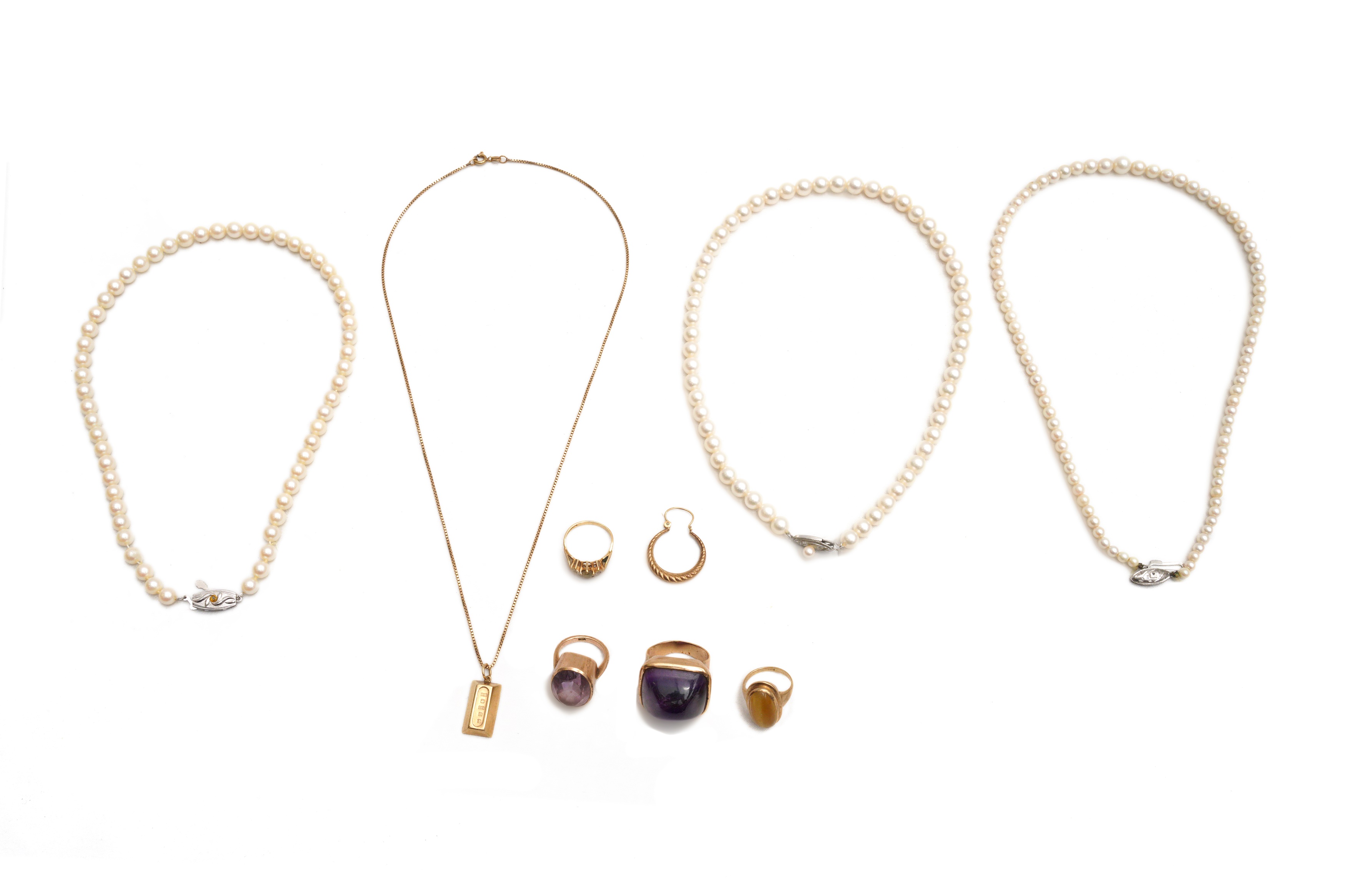 A GROUP OF JEWELLERY AND PEARL NECKLACES
