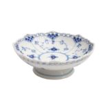 A ROYAL COPENHAGEN BLUE AND WHITE FULL LACE PORCELAIN COMPORT