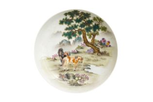 A CHINESE FAMILLE-ROSE 'HORSES' DISH