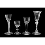 A GROUP OF FOUR 18TH CENTURY DRINKING GLASSES