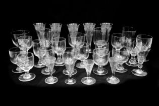 A GROUP OF RUMMERS AND OTHER DRINKING GLASSES, MAINLY 19TH CENTURY