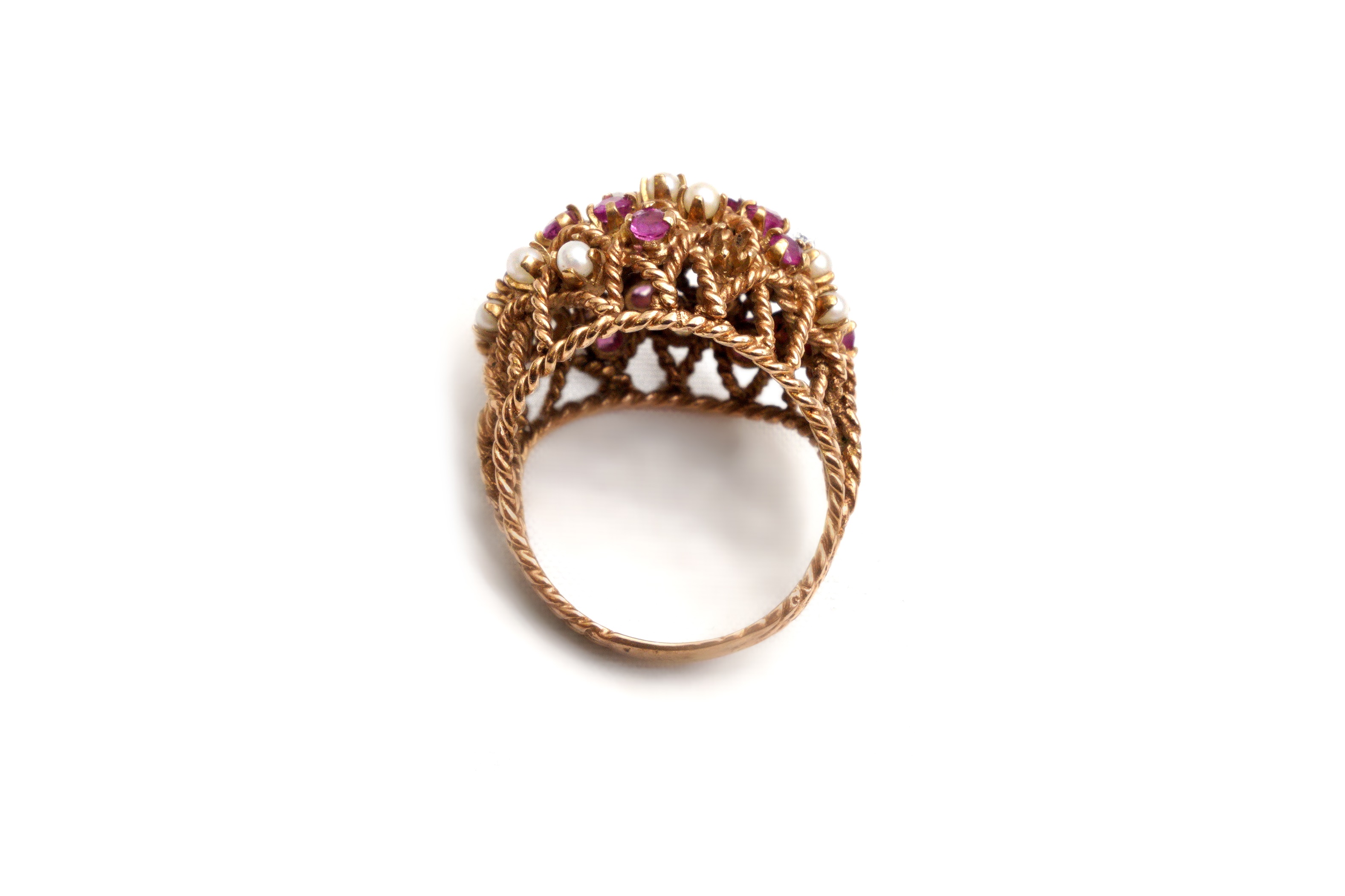 A PEARL ABD RUBY BOMBÉ RING - Image 3 of 3
