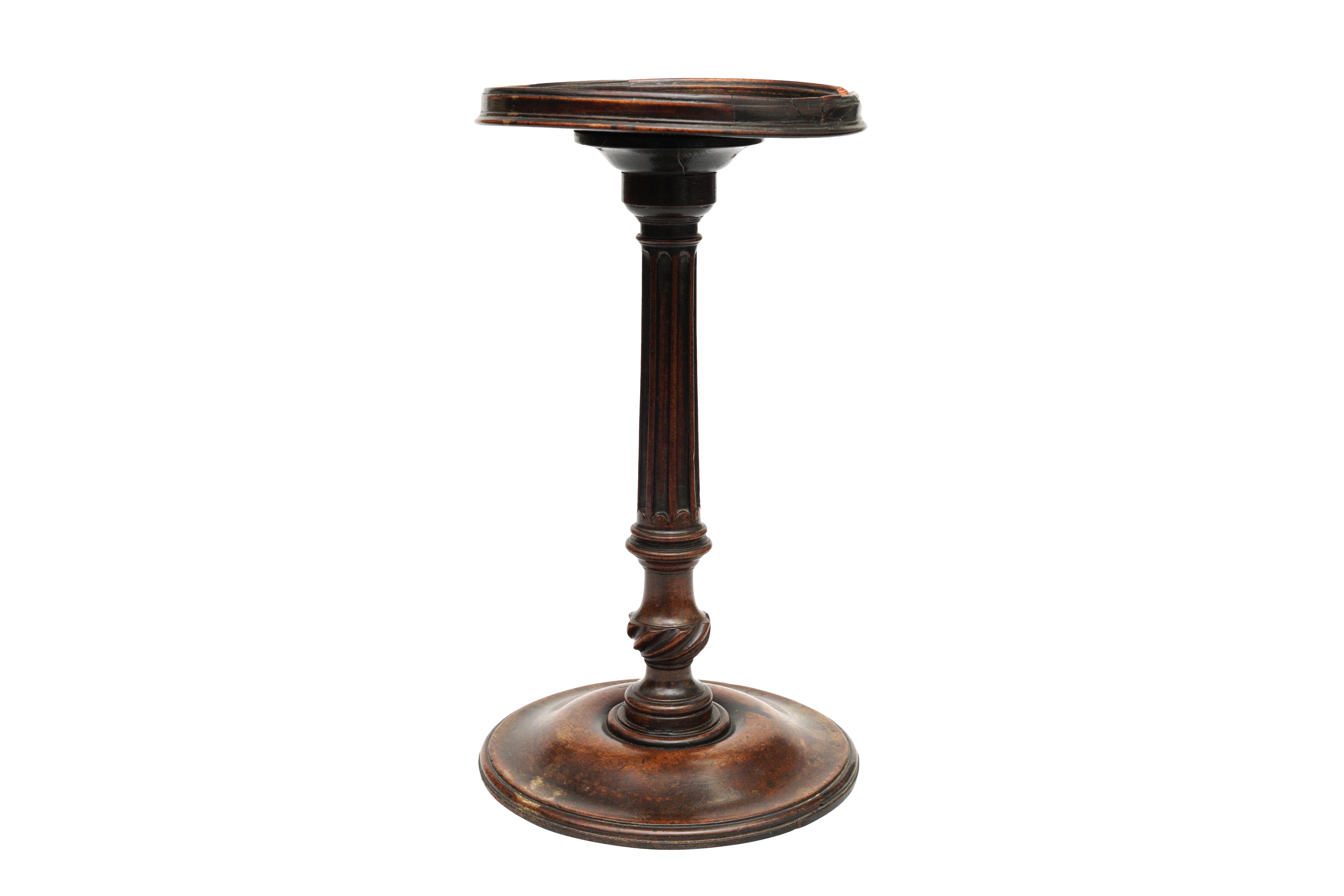 A GEORGE III MAHOGANY CANDLE STAND, A VICTORIAN WALNUT 'FACE ET NUQUE' MIRROR, CIRCA 1856 AND A GEOR - Image 7 of 10