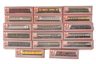 A GROUP OF LIMA OO GAUGE LOCOMOTIVES & COACHES