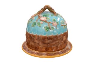 A MAJOLICA CHEESE DOME ATTRIBUTED TO GEORGE JONES