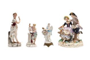 A GROUP OF FOUR GERMAN PORCELAIN FIGURES, 19TH AND 20TH CENTURY