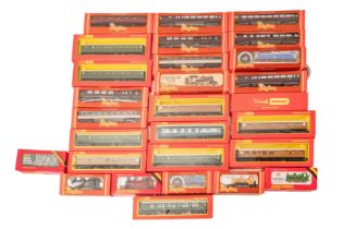 A LARGE MIXED GROUP OF TRIANG HORNBY & HORNBY OO GAUGE LOCOMOTIVES & COACHES