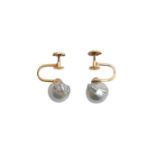 A PAIR OF PEARL STUDS