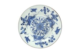 A CHINESE BLUE AND WHITE 'LOTUS' DISH 清康熙 青花蓮紋盤