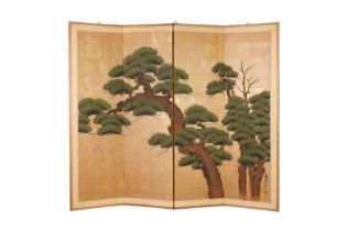 A JAPANESE FOUR-PANEL FOLDING SCREEN, BYŌBU