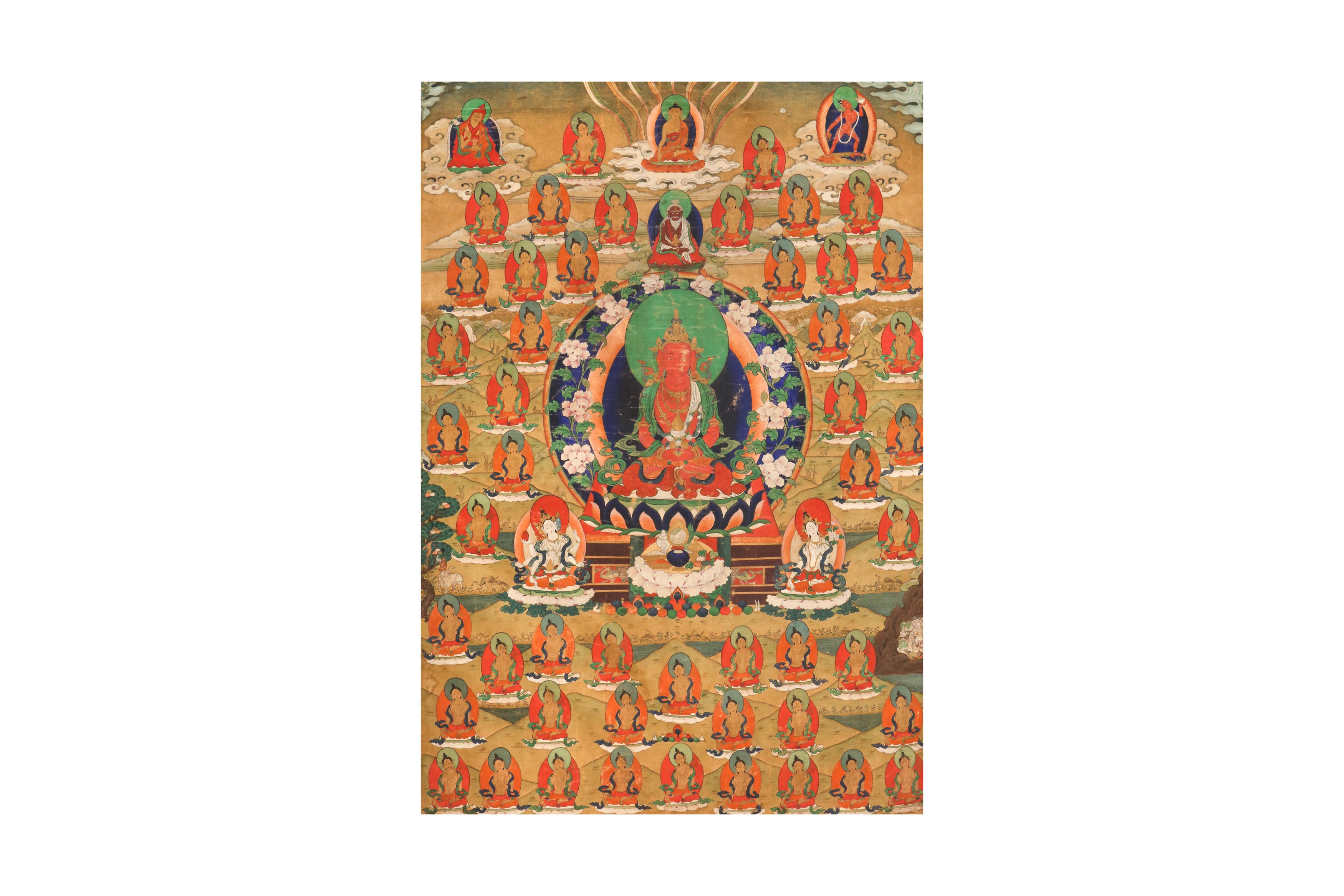 A TIBETAN PAINTED THANGKA OF AMITAYUS 十八世紀 無量壽佛唐卡