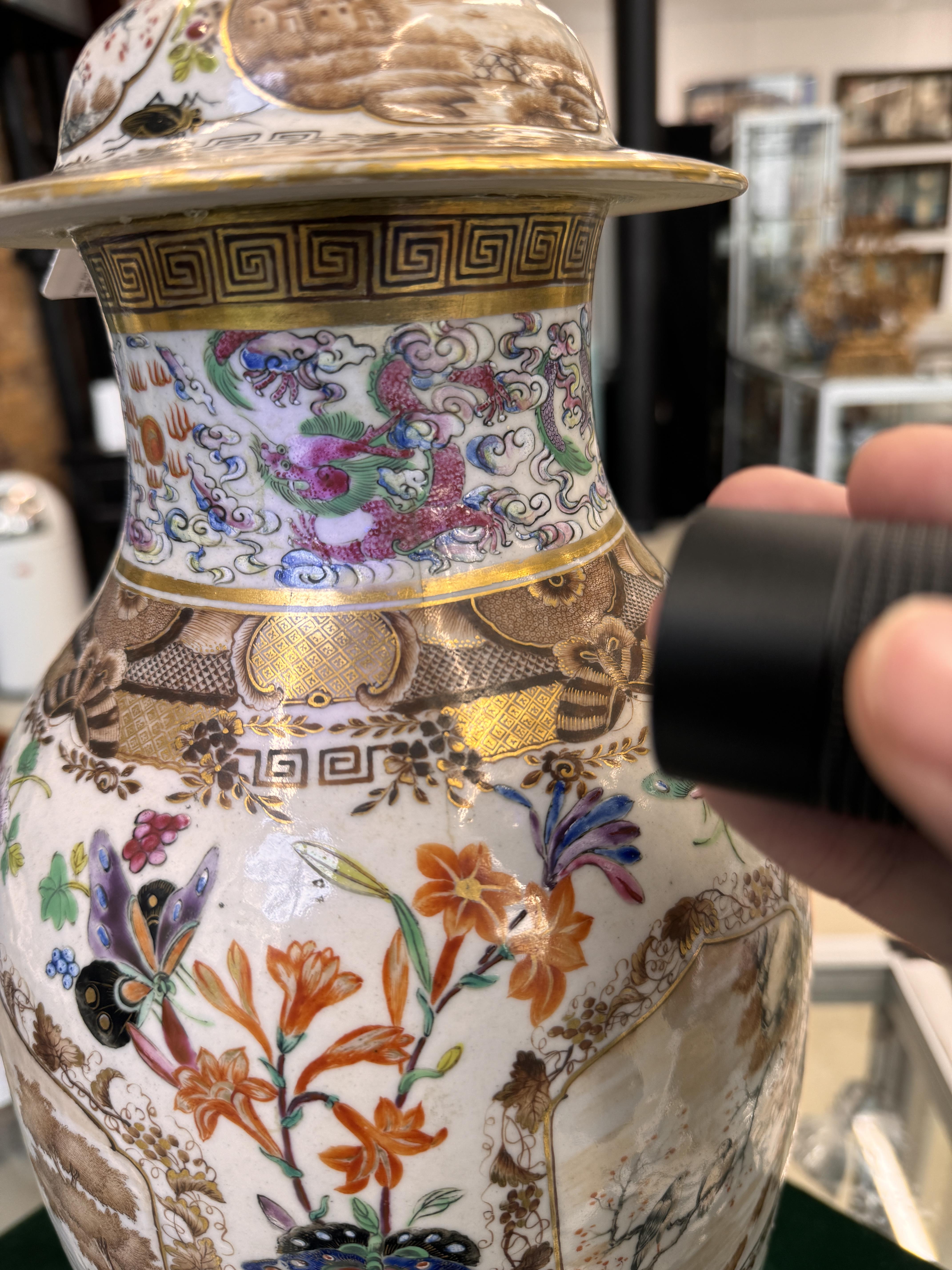 A FINE CHINESE EXPORT FAMILLE-ROSE, SEPIA AND GILT-DECORATED 'EUROPEAN SUBJECT' VASE AND COVER 清乾隆 外 - Image 17 of 26