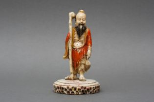 A CHINESE SOAPSTONE FIGURE OF AN EMACIATED LUOHAN 清十八至十九世紀 壽山石羅漢像