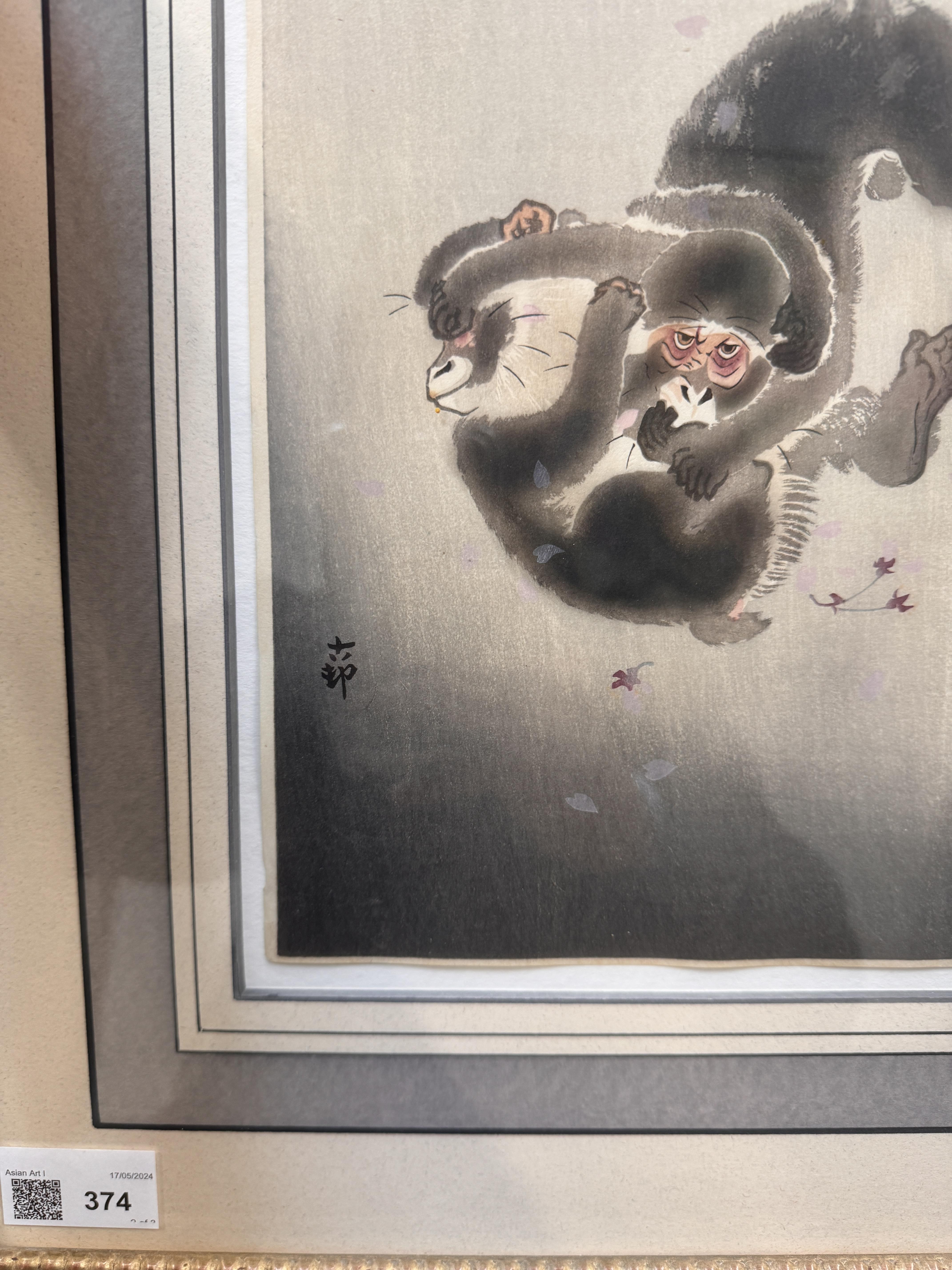 OHARA KOSON (1877 – 1945) Three Japanese woodblock prints of monkeys - Image 36 of 41