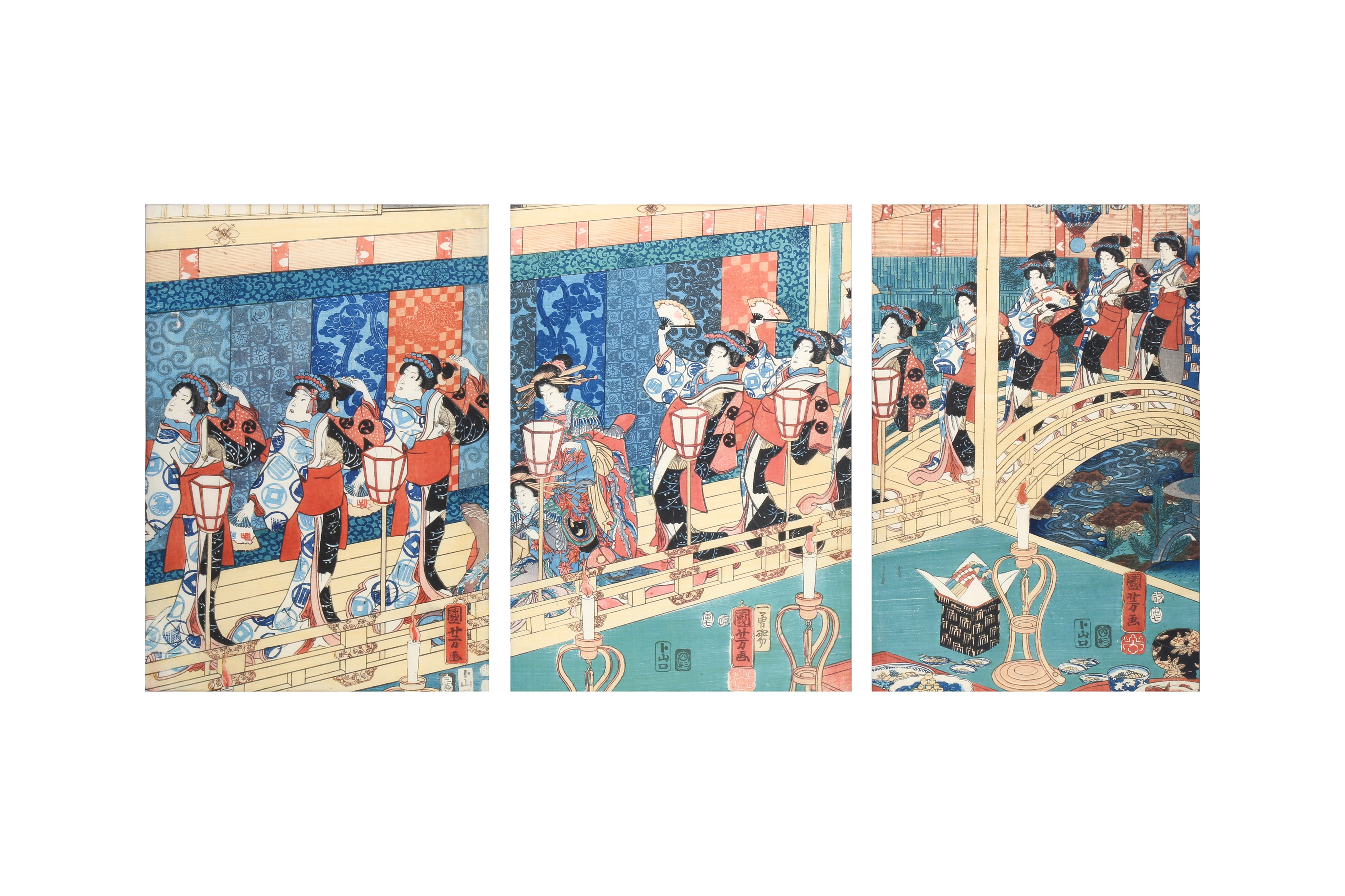 A GROUP OF FIVE JAPANESE WOODBLOCK PRINTS - Image 8 of 8
