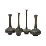 FOUR JAPANESE BRONZE VASES