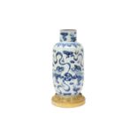 A CHINESE BLUE AND WHITE 'LION DOGS' VASE 清十八或十九世紀 青花佛獅戲球紋瓶