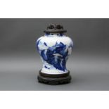 A CHINESE BLUE AND WHITE 'LANDSCAPE' VASE 清康熙 青花山水圖紋瓶