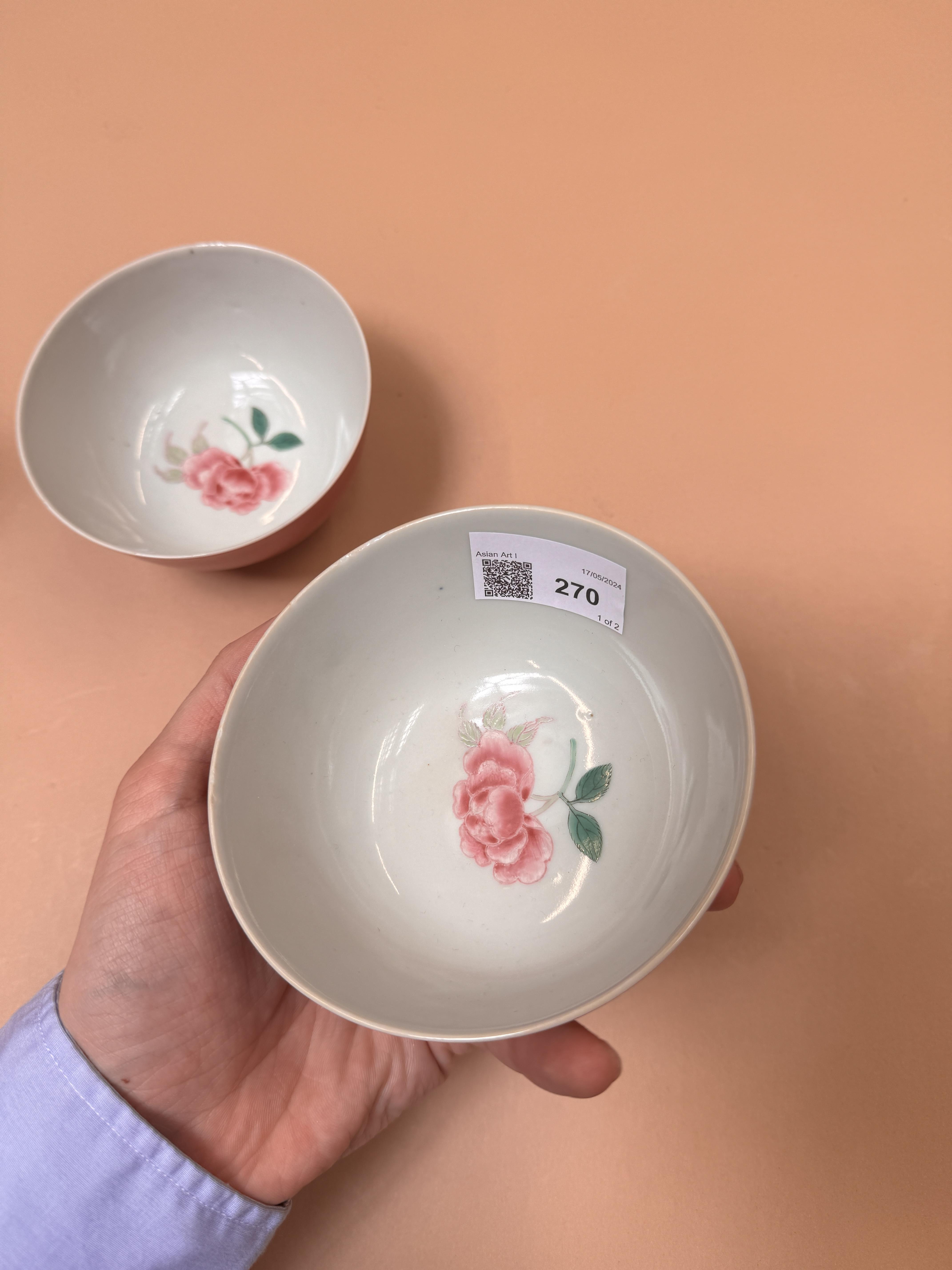A PAIR OF CHINESE MONOCHROME PINK-GLAZED BOWLS 晚清 胭脂紅釉盌一對 - Image 6 of 21