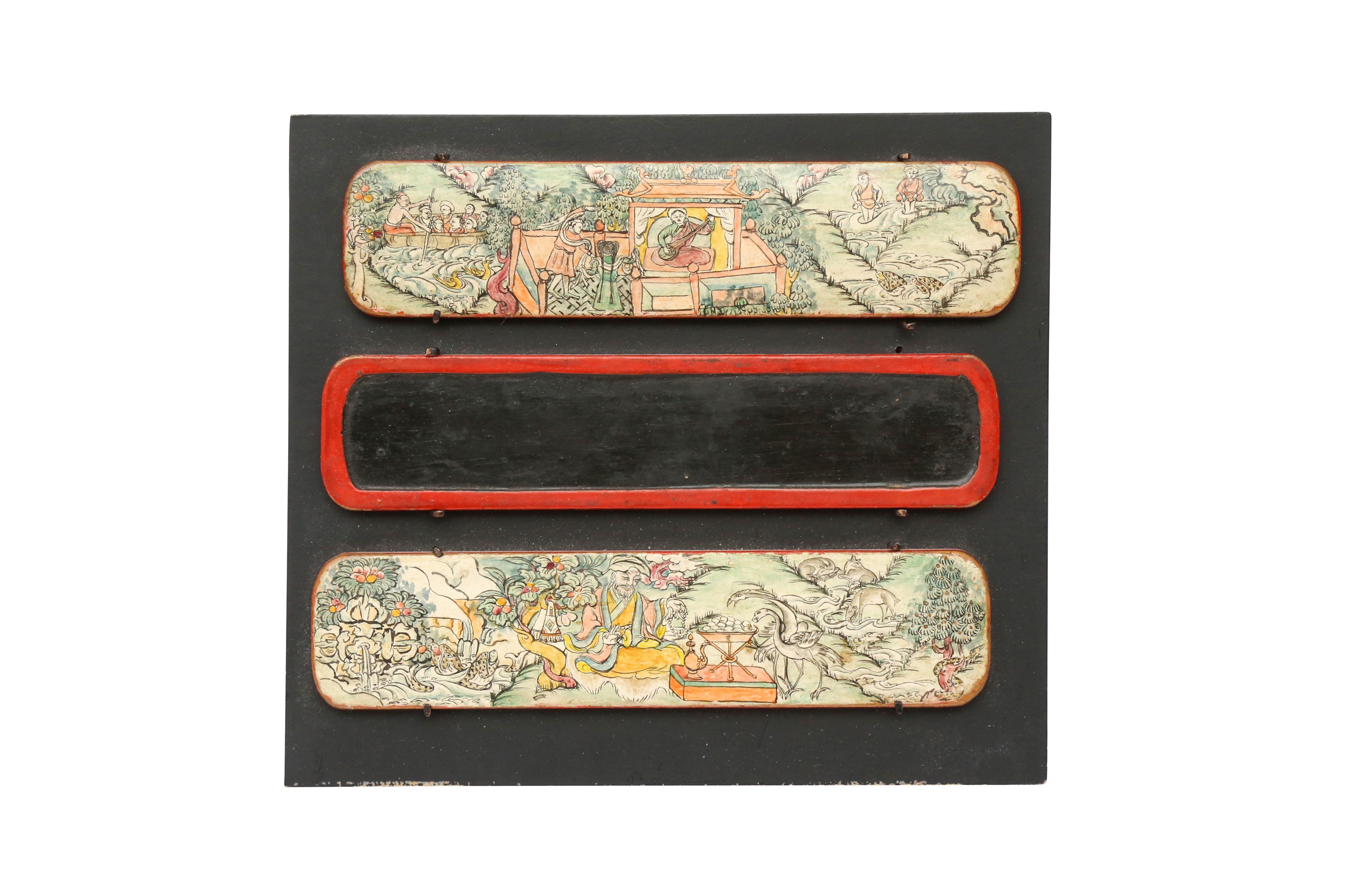 A TIBETAN PAINTED MINIATURE 'BUDDHIST' WRITING SET 十九世紀 袖珍佛教書寫套裝