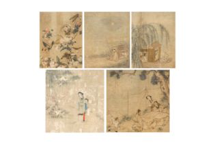 FIVE CHINESE SILK PAINTINGS 十八至十九世紀 設色絹本畫五幅