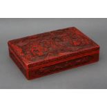 A LARGE AND FINE CHINESE CINNABAR LACQUER 'FIGURAL' BOX AND COVER 早十九世紀 剔紅人物故事圖紋方蓋盒
