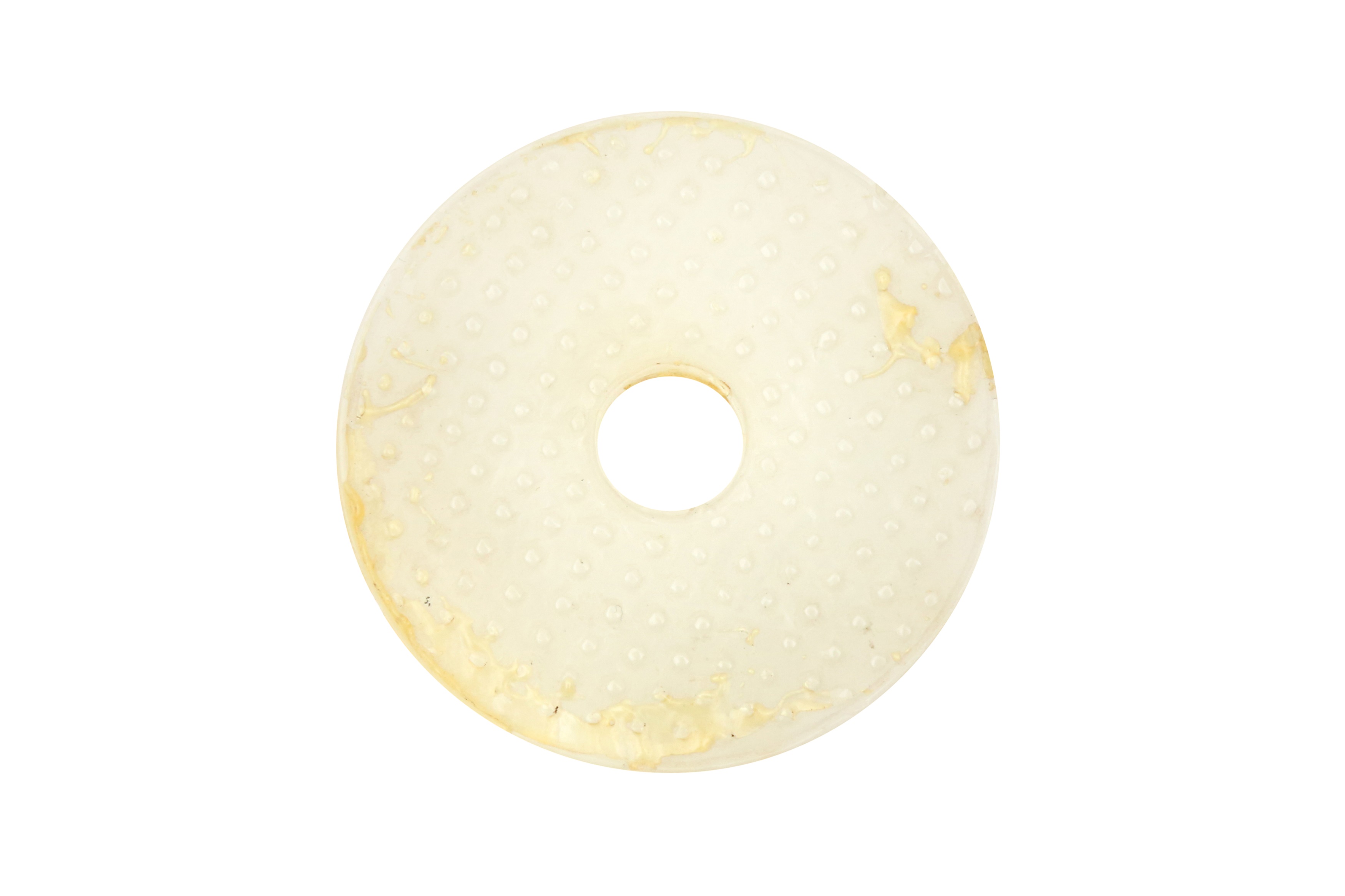 A CHINESE PALE-CELADON JADE ARCHAISTIC DISC, BI 清十八或十九世紀 青白玉壁 - Image 2 of 14