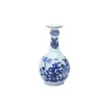 A CHINESE BLUE AND WHITE BOTTLE VASE 清十八世紀 青花花卉紋瓶