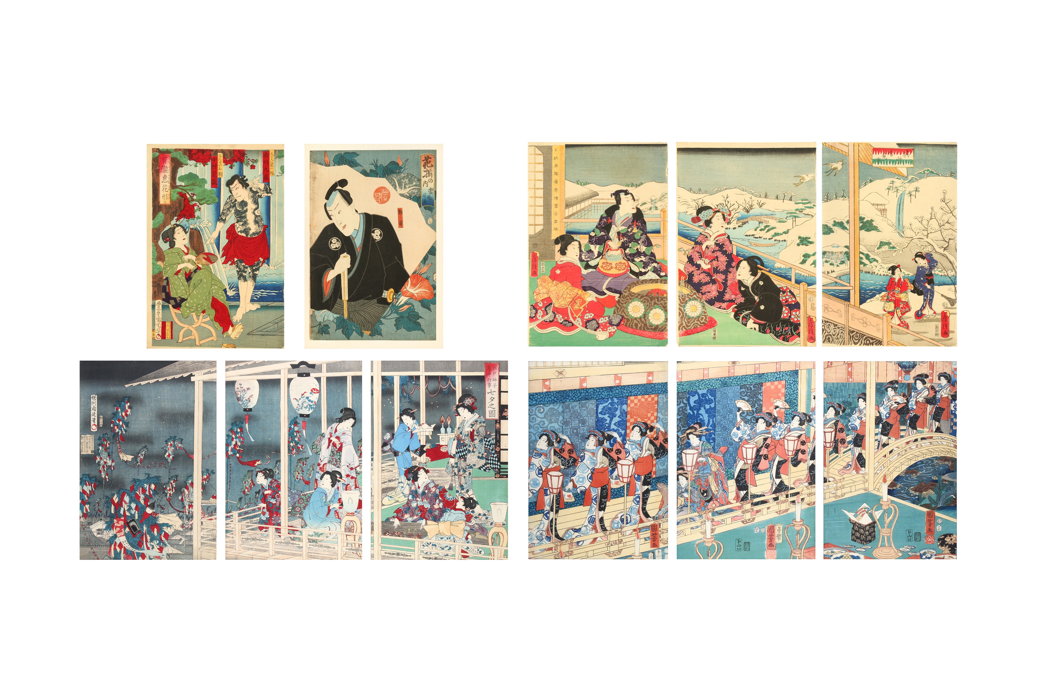 A GROUP OF FIVE JAPANESE WOODBLOCK PRINTS