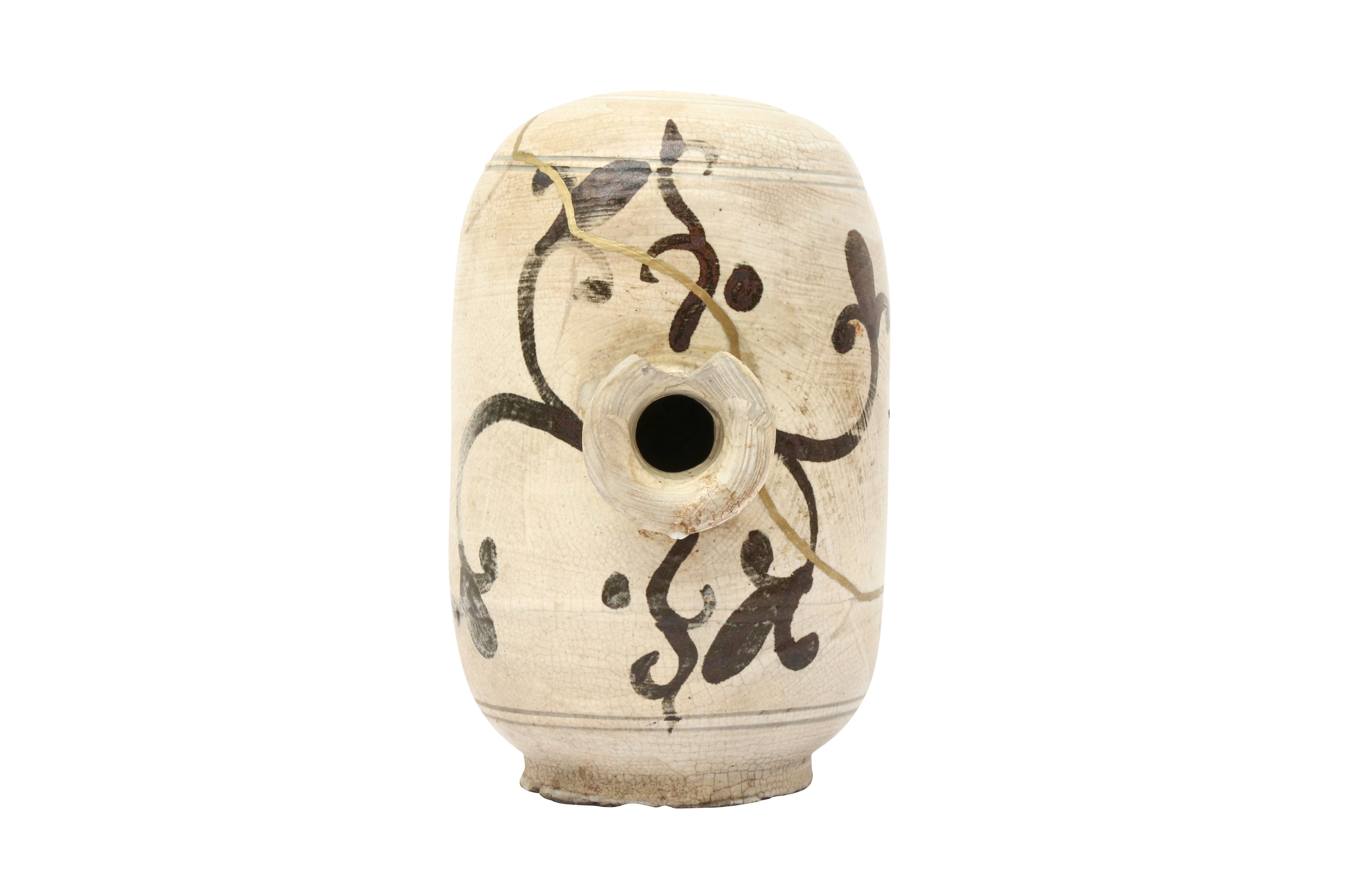 A KOREAN BUNCHEONG PAINTED DRUM FLASK