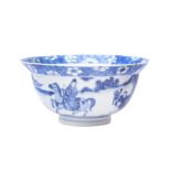 A CHINESE BLUE AND WHITE 'FIGURAL' BOWL 清康熙 青花人物故事圖紋盌 《大清康熙年製》款