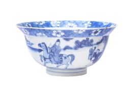 A CHINESE BLUE AND WHITE 'FIGURAL' BOWL 清康熙 青花人物故事圖紋盌 《大清康熙年製》款