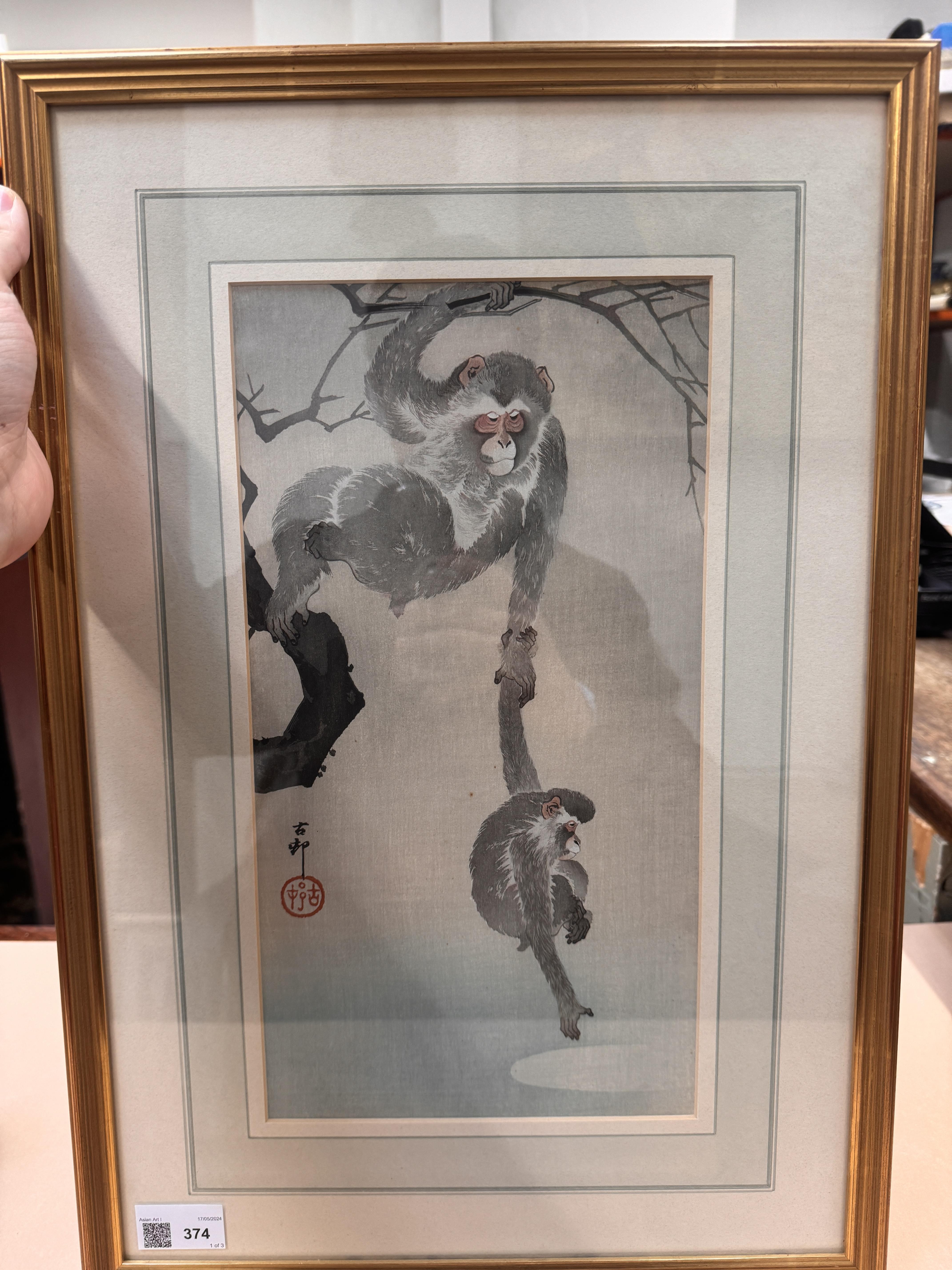OHARA KOSON (1877 – 1945) Three Japanese woodblock prints of monkeys - Image 22 of 41
