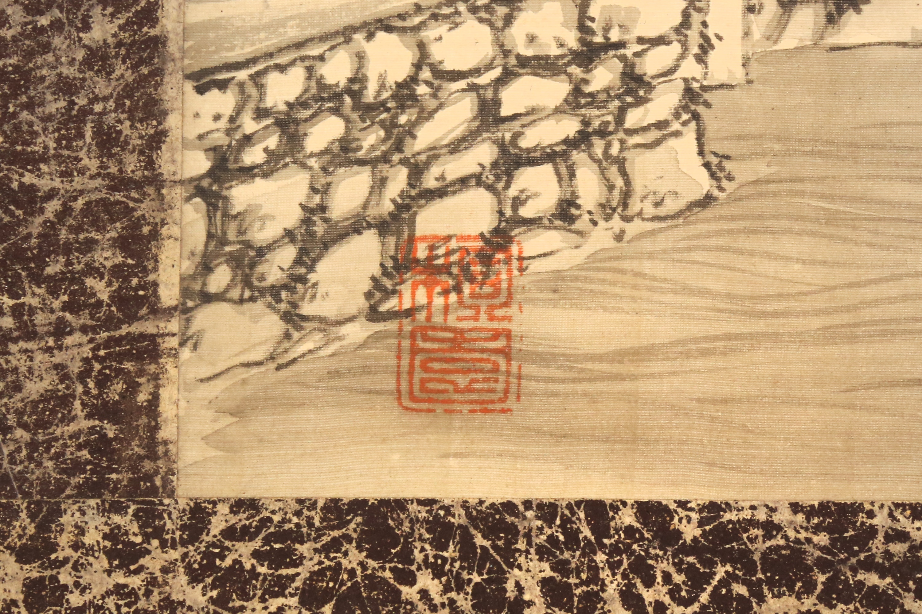 THREE JAPANESE LANDSCAPE SCROLL PAINTINGS AND A CALLIGRAPHY - Image 3 of 15