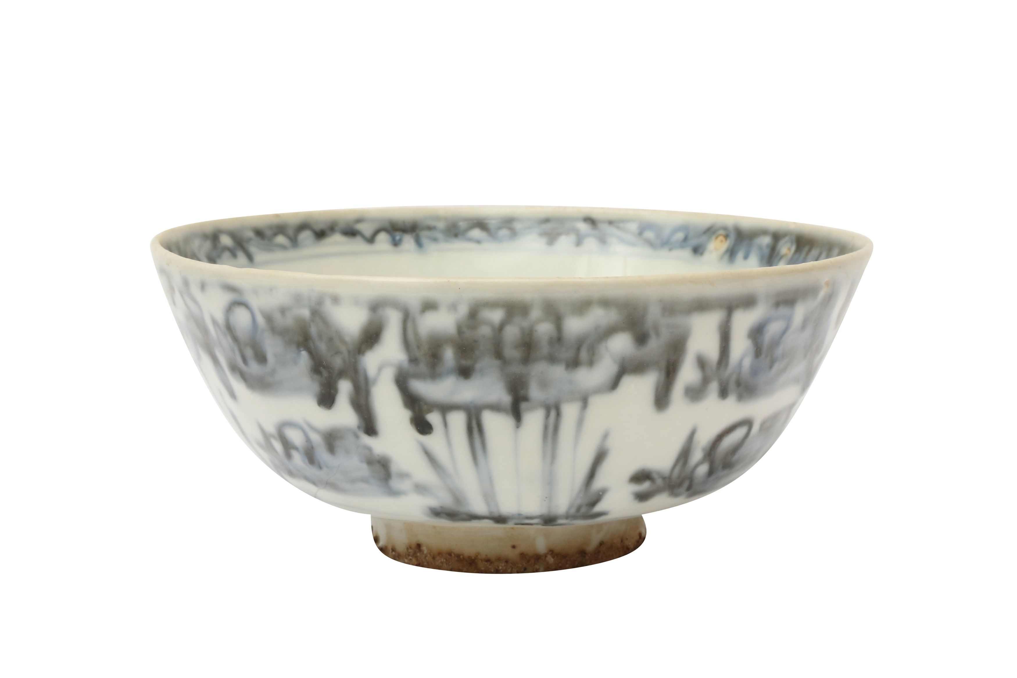 A CHINESE BLUE AND WHITE 'LOTUS POND' BOWL 明 青花蓮池紋盌