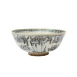 A CHINESE BLUE AND WHITE 'LOTUS POND' BOWL 明 青花蓮池紋盌