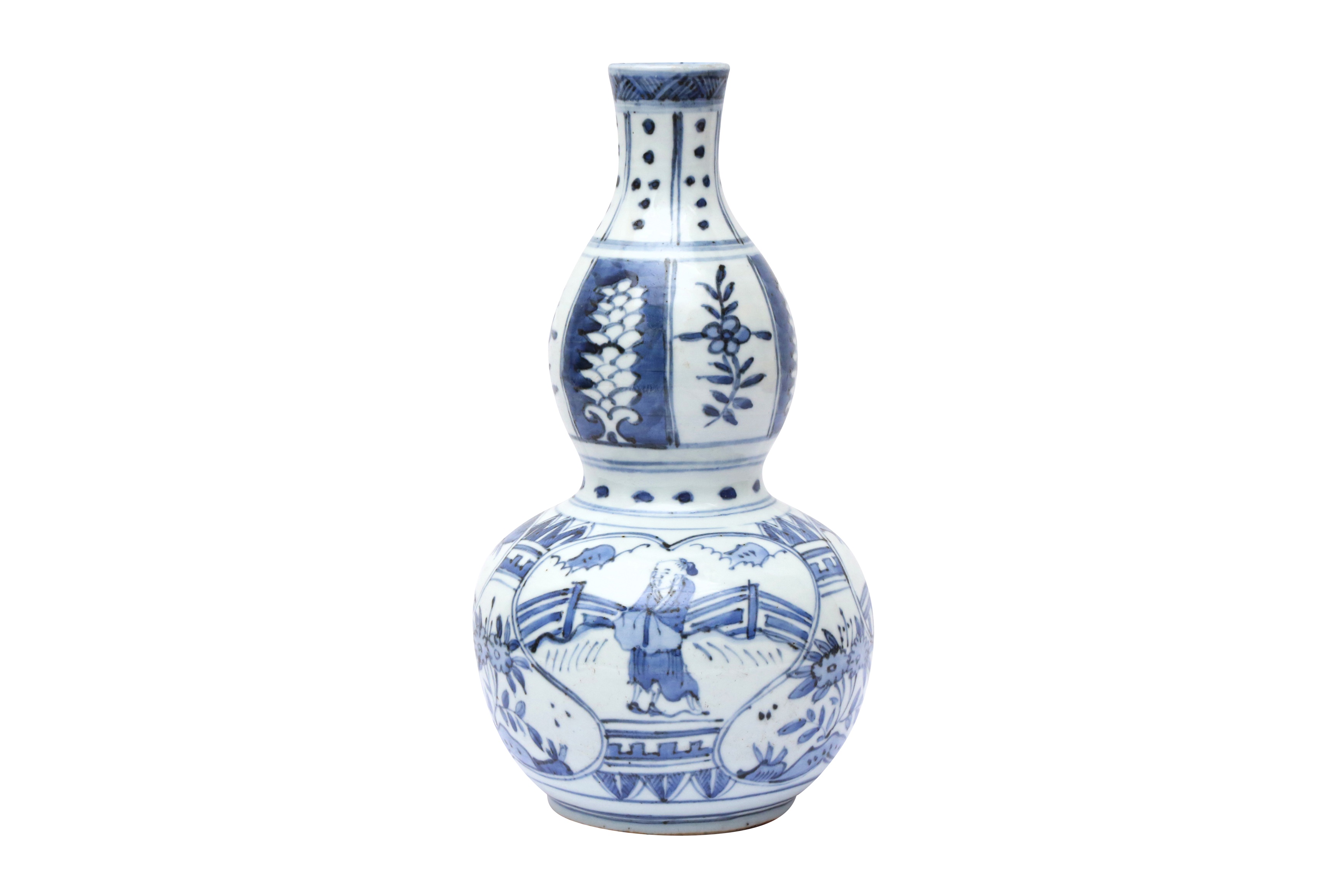 A CHINESE MING-STYLE BLUE AND WHITE DOUBLE GOURD VASE 二十世紀 明式青花葫蘆瓶 - Image 3 of 10