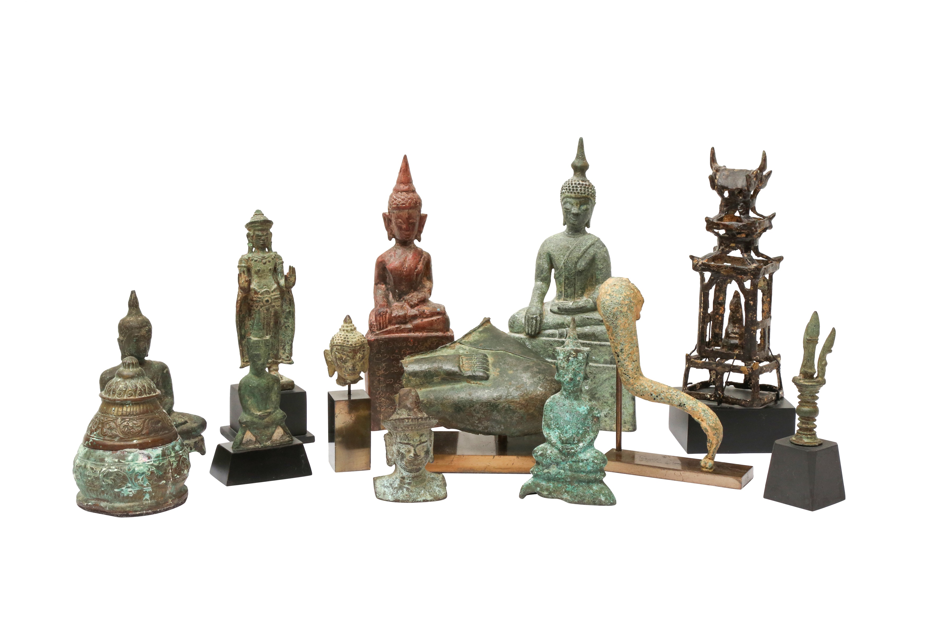 A GROUP OF BURMESE FIGURES, INCLUDING OTHERS
