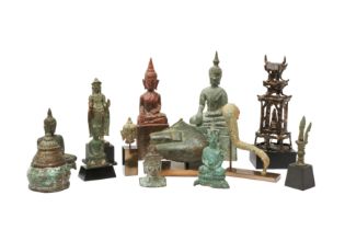 A GROUP OF BURMESE FIGURES, INCLUDING OTHERS