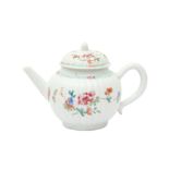 A CHINESE EXPORT FAMILLE ROSE TEAPOT 清十八世紀 外銷粉彩花蝶紋茶壺