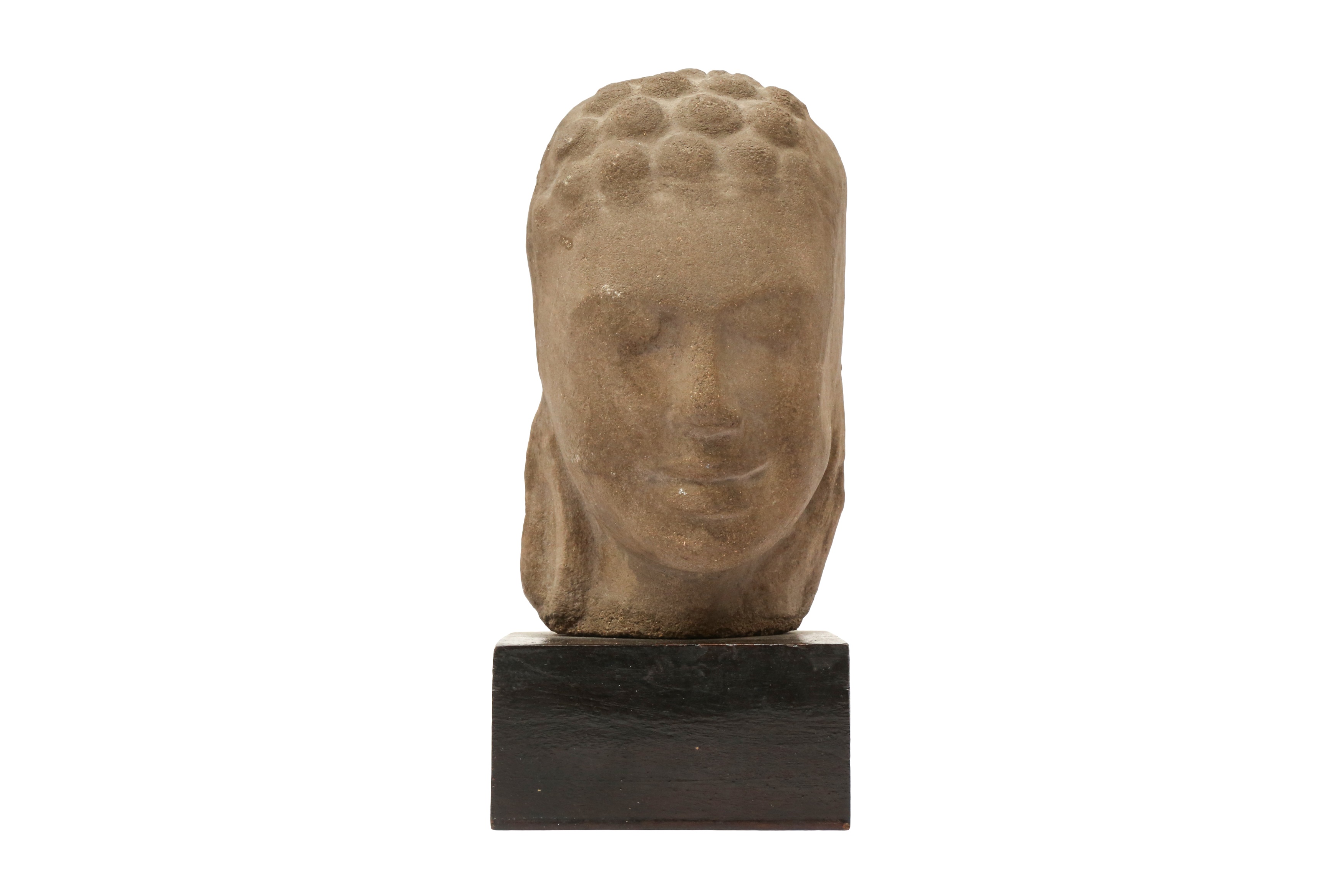 A KHMER OR THAI SANDSTONE HEAD OF BUDDHA